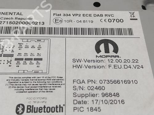 Radio FIAT 500X (334_) 1.3 D Multijet (334AXH1A) | BP27562272E6 