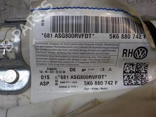 Right curtain airbag VW GOLF VI (5K1) 1.6 TDI | BP3858074C12 