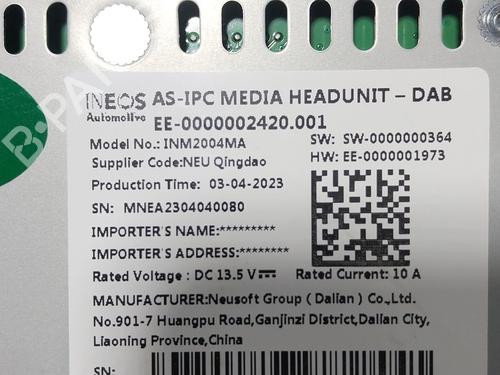 Radio INEOS GRENADIER Closed Off-Road Vehicle 3.0 Ti 4x4 (GEB) | BP29279562E6