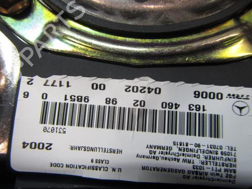Driver airbag MERCEDES-BENZ M-CLASS (W163)  | BP3837304C9