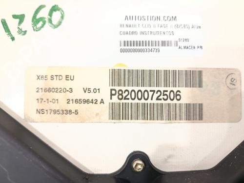 Instrument cluster RENAULT CLIO II (BB_, CB_) 1.9 dTi (B/CB0U) | BP30182509C47