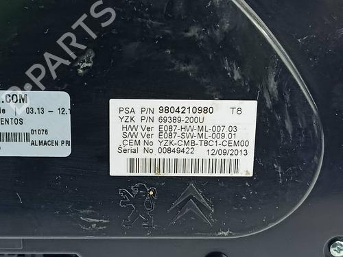 Instrument cluster PEUGEOT 5008 (0U_, 0E_) 1.6 HDi | BP30055562C47 