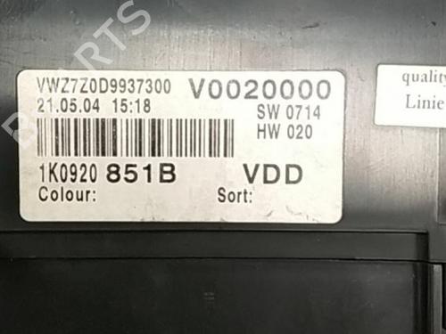 Instrument cluster VW GOLF V (1K1) 2.0 TDI | BP4481724C47 