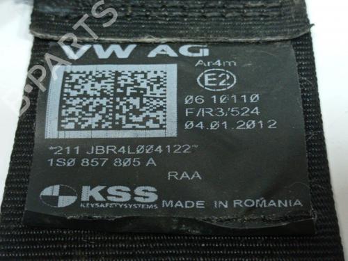 Rear left seatbelt VW UP! (121, 122, BL1, BL2, BL3, 123) 1.0 | BP14372012I29 
