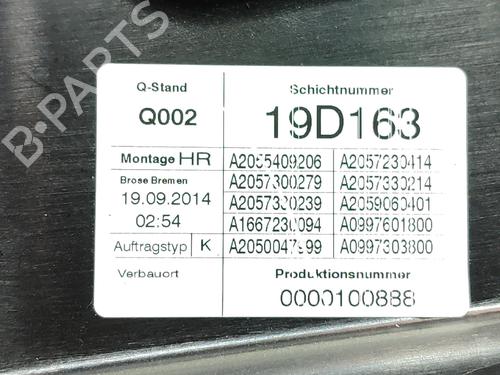 Vindusheismekanisme høyre bak MERCEDES-BENZ C-CLASS (W205) C 200 BlueTEC / d (205.037) | BP18720535C25 