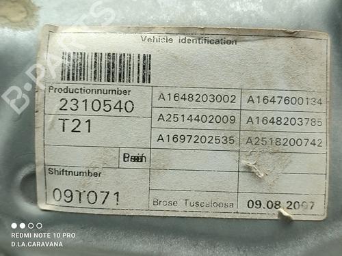 Front left window mechanism MERCEDES-BENZ M-CLASS (W164) ML 280 CDI 4-matic (164.120) | BP16505758C22 