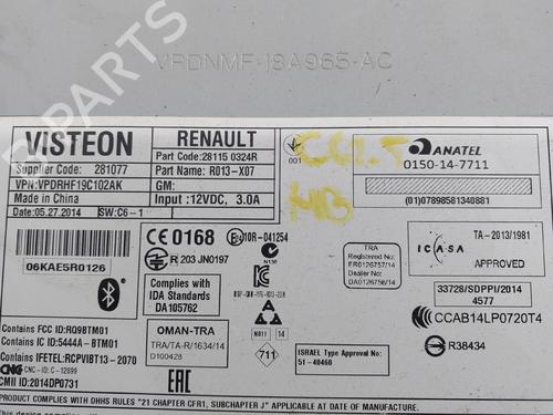 Radio RENAULT TWINGO III (BCM_, BCA_) 1.0 SCe 70 | BP29180369E6 