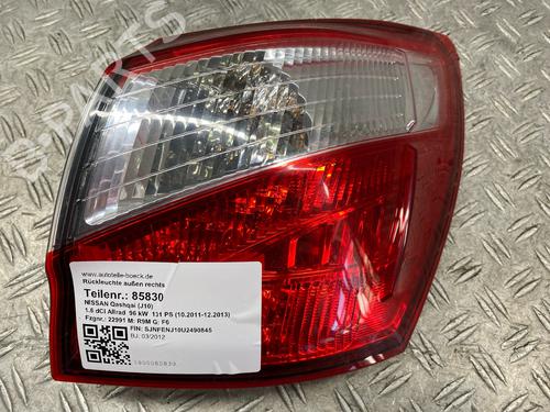 Used Right taillight NISSAN QASHQAI I (J10, NJ10) 1.6 dCi All-wheel Drive (130 hp) 28446450