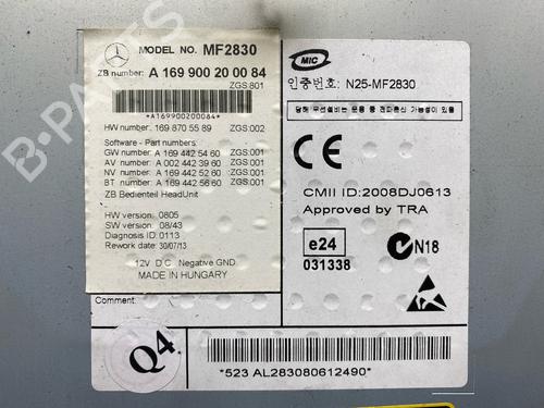 Radio MERCEDES-BENZ A-CLASS (W169) A 180 (169.032, 169.332) | BP31039243E6
