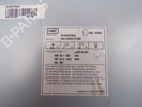 Radio HYUNDAI SANTA FÉ III (DM, DMA) 2.4 | BP24413741E6 