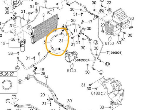 AC pipe KIA CARNIVAL II (GQ) 2.9 CRDi | BP18001466M126 