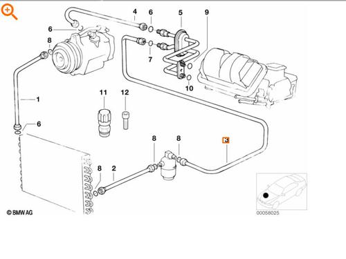 Used AC pipe BMW 3 (E36) 318 i (113 hp) 31696196