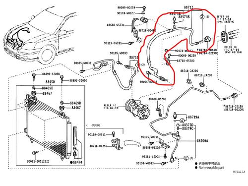 Used AC pipe AC pipe TOYOTA AVENSIS (_T25_) 1.8 VVT-i (ZZT251_, ZZT251R) (129 hp) 33442564 33442564