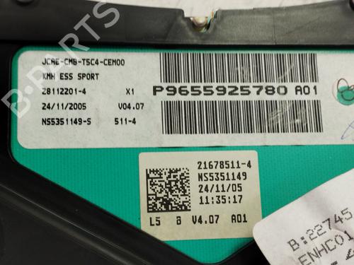 Instrument cluster PEUGEOT 307 CC (3B)  | BP30191231C47 