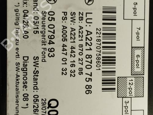 Electronic module MERCEDES-BENZ S-CLASS (W221, V221) S 350 (221.056, 221.156) | BP30196270M83