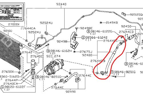AC pipe NISSAN NAVARA NP300 (D40) 2.5 dCi 4WD | BP28180730M126 