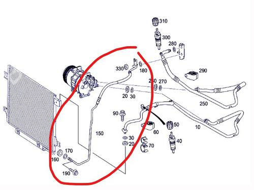 Tubo do ar condicionado MERCEDES-BENZ A-CLASS (W169) A 180 CDI (169.007, 169.307) (109 hp) 31370392
