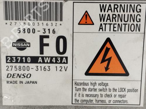 Engine control unit (ECU) NISSAN PRIMERA (P12)  | BP22775792M57 