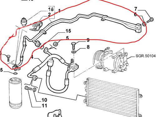 Tubo de aire acondicionado ALFA ROMEO 147 (937_) 1.9 JTD (937.AXF1A, 937.BXF1A) (101 hp) 33012276