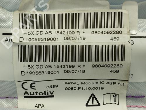 Right curtain airbag PEUGEOT 208 I (CA_, CC_) 1.6 HDi | BP26918717C12 