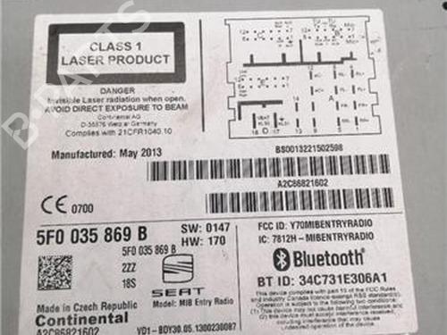 Bilradio SEAT LEON ST (5F8) 1.2 TSI (105 hp) 29845336