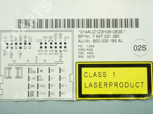 Radio AUDI A4 B7 (8EC) 2.0 TDI 16V | BP18181972E6 