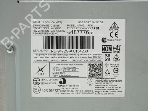 Used Radio Radio PEUGEOT EXPERT Van (V_) 2.0 BlueHDi 120 (122 hp) 18181693 18181693