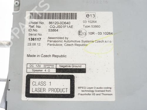 Used Radio Radio TOYOTA YARIS (_P13_) 1.0 (KSP130_, KSP130) (69 hp) 18195594 18195594