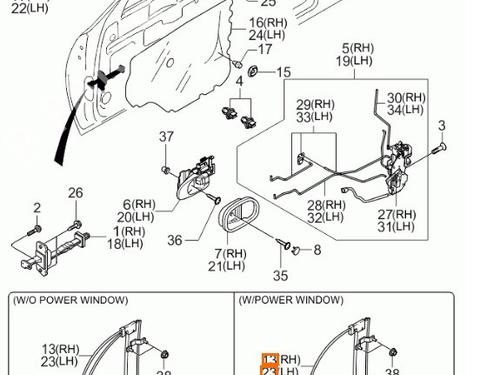 Used Front right window mechanism KIA SEPHIA Saloon (FA) 1.5 i (92 hp) 22979473