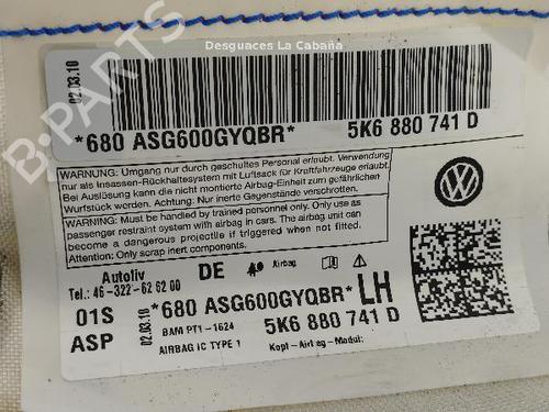 Left curtain airbag VW GOLF VI (5K1) 1.4 TSI | BP24156386C11 