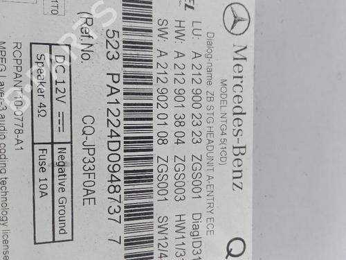 Radio MERCEDES-BENZ E-CLASS (W212) E 220 CDI / BlueTEC (212.001, 212.002) | BP24045039E6 