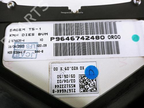 Instrument cluster PEUGEOT 307 (3A/C) 2.0 HDi 110 | BP18365879C47 