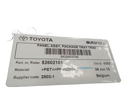 Rear parcel shelf TOYOTA AURIS (_E18_) 1.8 Hybrid (ZWE186_, ZWE186R) | BP33606019C85 - Image 5