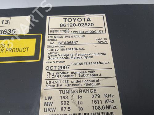 Radio TOYOTA AURIS (_E15_) 1.4 D-4D (NDE150_, NDE150R) | BP29386156E6 