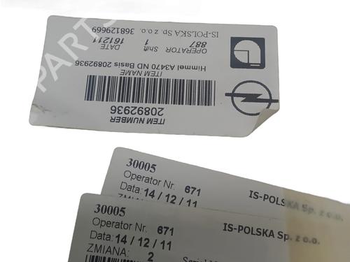 Interiør tag OPEL ZAFIRA TOURER C (P12) 2.0 CDTi (75) | BP34646954I12 - Image 4