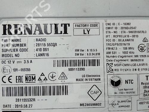 Radio RENAULT MEGANE IV Saloon 1.5 dCi 110 | BP21186410E6 