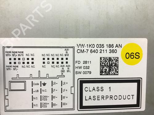 Radio VW GOLF VI (5K1) 1.4 TSI | BP30183237E6 