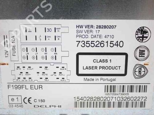 Radio FIAT PUNTO EVO (199_) 1.3 D Multijet | BP19639924E6 