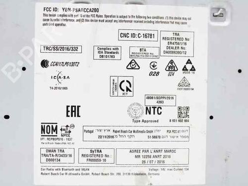 Radio PEUGEOT 208 I (CA_, CC_) 1.2 VTI 82 | BP19240413E6 