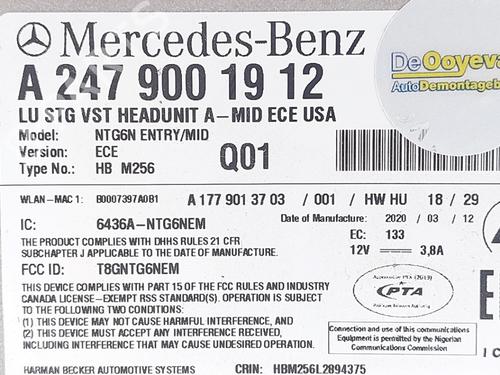 Electronic module MERCEDES-BENZ CLA (C118) CLA 180 (118.384) | BP38043689M83 - Image 4