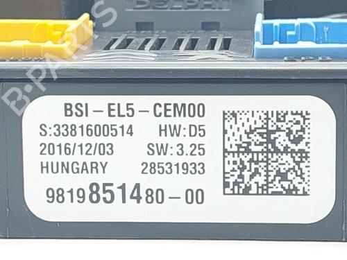 Fuse box CITROËN C4 Grand Picasso II (DA_, DE_) 1.2 THP 130 | BP26188303E1 
