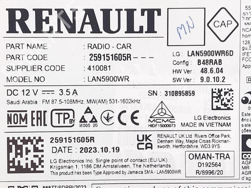 Electronic module DACIA DUSTER (HM_) 1.0 LPG (HMMT) | BP31599915M83 