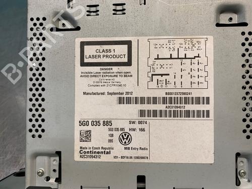 Radio VW GOLF VII (5G1, BQ1, BE1, BE2) 1.2 TSI | BP19628456E6 