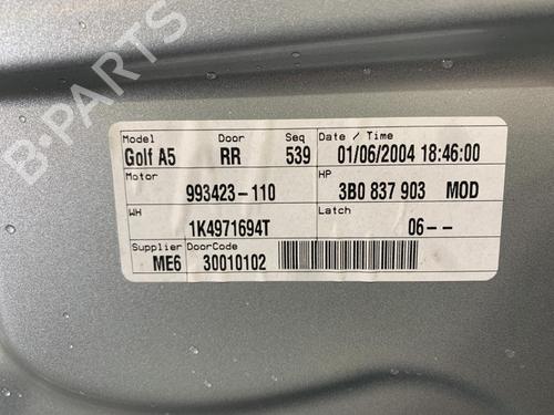 Right rear door VW GOLF V (1K1) 1.6 | BP19605279C5 