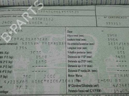 Right headlight NISSAN PRIMASTAR Van (X83)  | BP22609928C29 