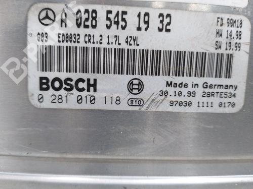 Used Engine control unit (ECU) MERCEDES-BENZ A-CLASS (W168) A 170 CDI (168.008) (90 hp) 10189239