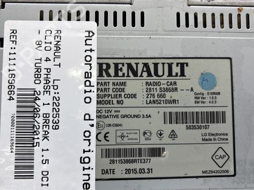Used Radio Radio RENAULT CLIO IV Grandtour (KH_) 1.5 dCi 90 (KHN3, KHN4) (90 hp) 28824756 28824756