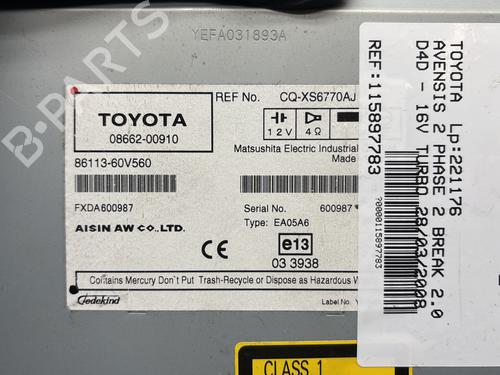 Radio TOYOTA AVENSIS Estate (_T25_) 2.0 D-4D (ADT250_, ADT250R) | BP31189623E6 