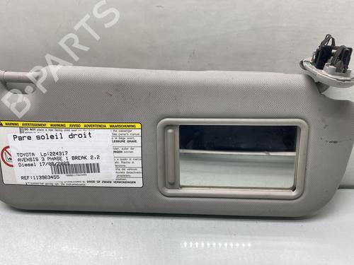 Used Right sun visor Right sun visor TOYOTA AVENSIS Estate (_T27_) 2.2 D-4D (ADT271_, ADT271R) (150 hp) 29863771 29863771