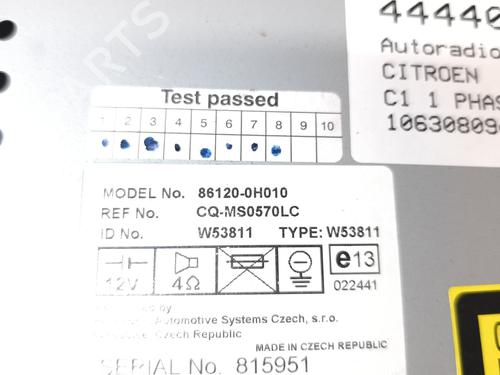 Radio CITROËN C1 (PM_, PN_) 1.4 HDi | BP26023110E6 